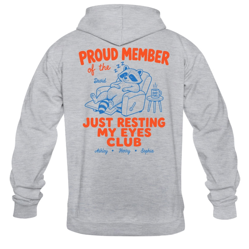 Retro Funny Raccoon Dad - Just Resting My Eyes Club - Personalized Shirt - Father's Day Gift for Dad, Grandpa