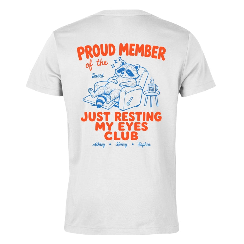 Retro Funny Raccoon Dad - Just Resting My Eyes Club - Personalized Shirt - Father's Day Gift for Dad, Grandpa