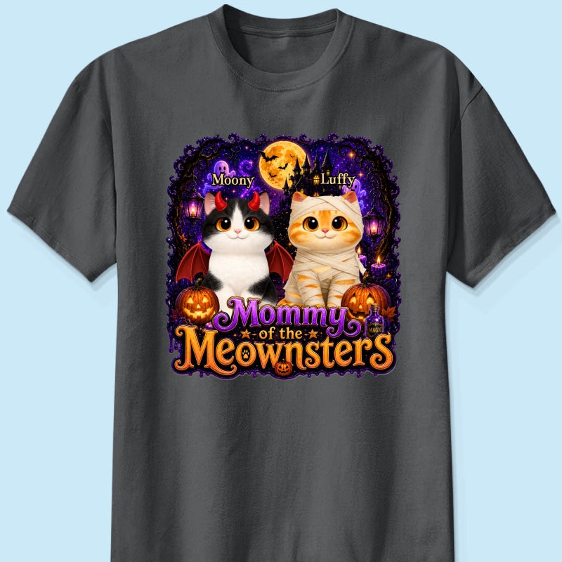 Mommy Spooky Halloween Cat Meownsters - Personalized Shirt - Halloween Gift, Gift For Cat Lovers