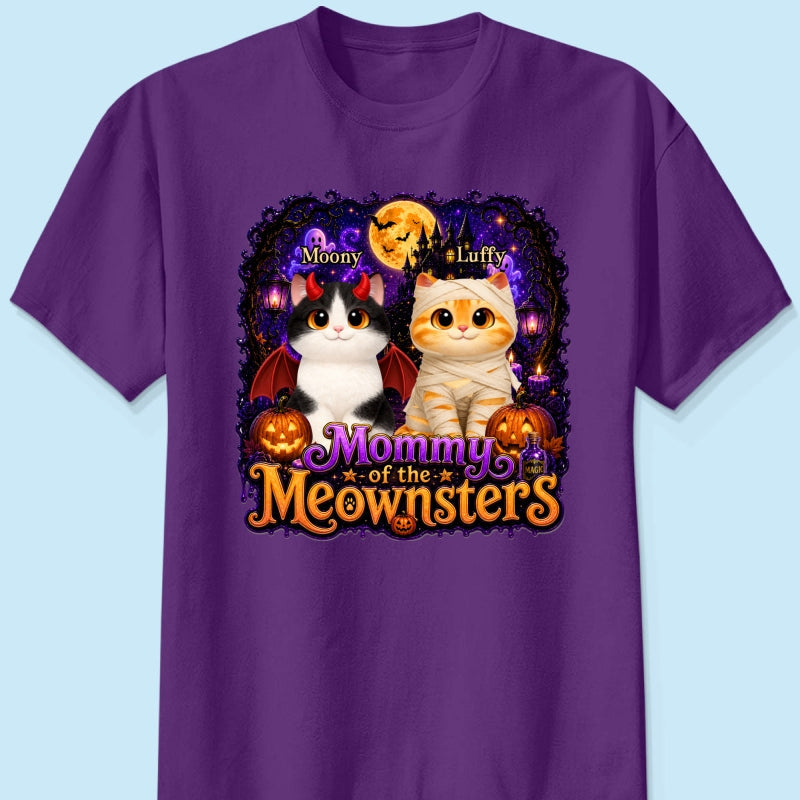 Mommy Spooky Halloween Cat Meownsters - Personalized Shirt - Halloween Gift, Gift For Cat Lovers