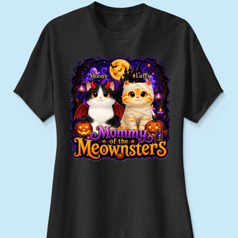 Mommy Spooky Halloween Cat Meownsters - Personalized Shirt - Halloween Gift, Gift For Cat Lovers