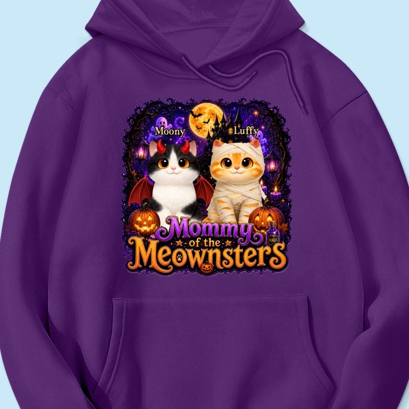 Mommy Spooky Halloween Cat Meownsters - Personalized Shirt - Halloween Gift, Gift For Cat Lovers