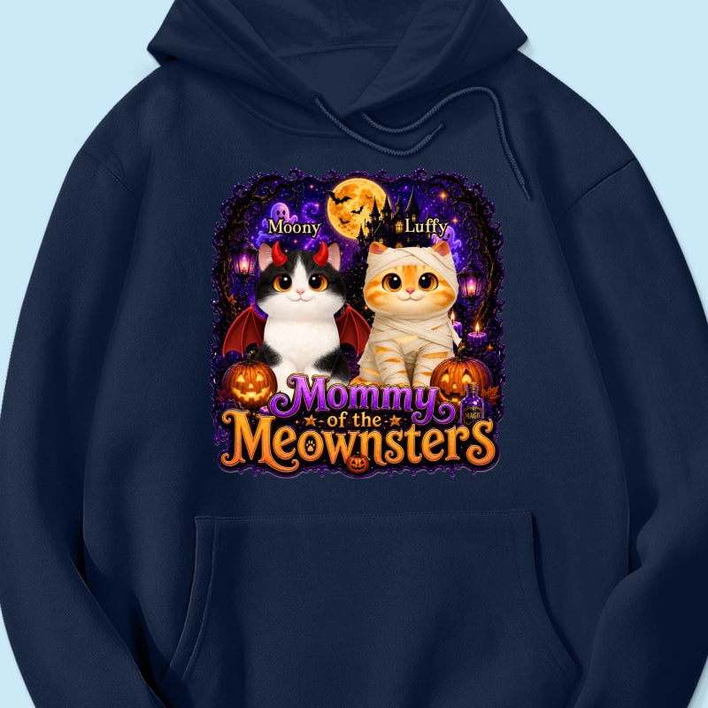 Mommy Spooky Halloween Cat Meownsters - Personalized Shirt - Halloween Gift, Gift For Cat Lovers