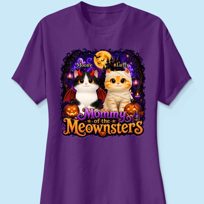 Mommy Spooky Halloween Cat Meownsters - Personalized Shirt - Halloween Gift, Gift For Cat Lovers