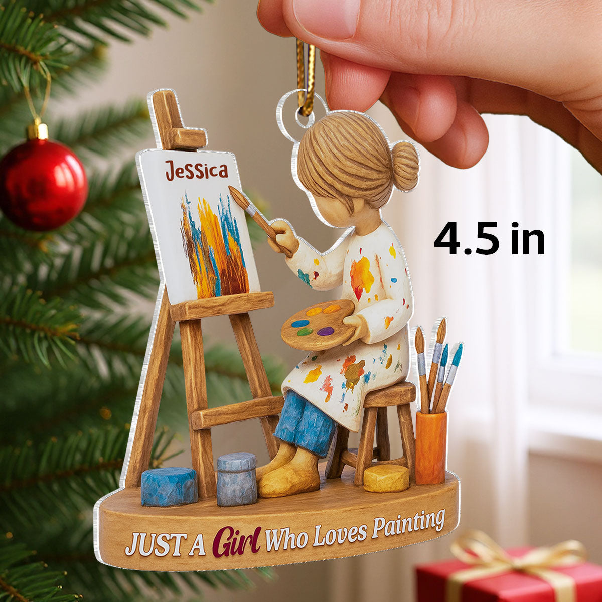 Just A Girl Who Loves Painting - Personalized Acrylic Ornament, Thoughtful Christmas Gift for Artist, Painter, Art Teacher Decor