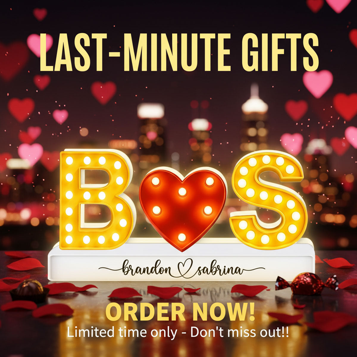 Eternal Love Couple Initials - Personalized Light Box - Heartfelt Valentine's Day Gift, Anniversary Gift For Couple, For Him, For Her