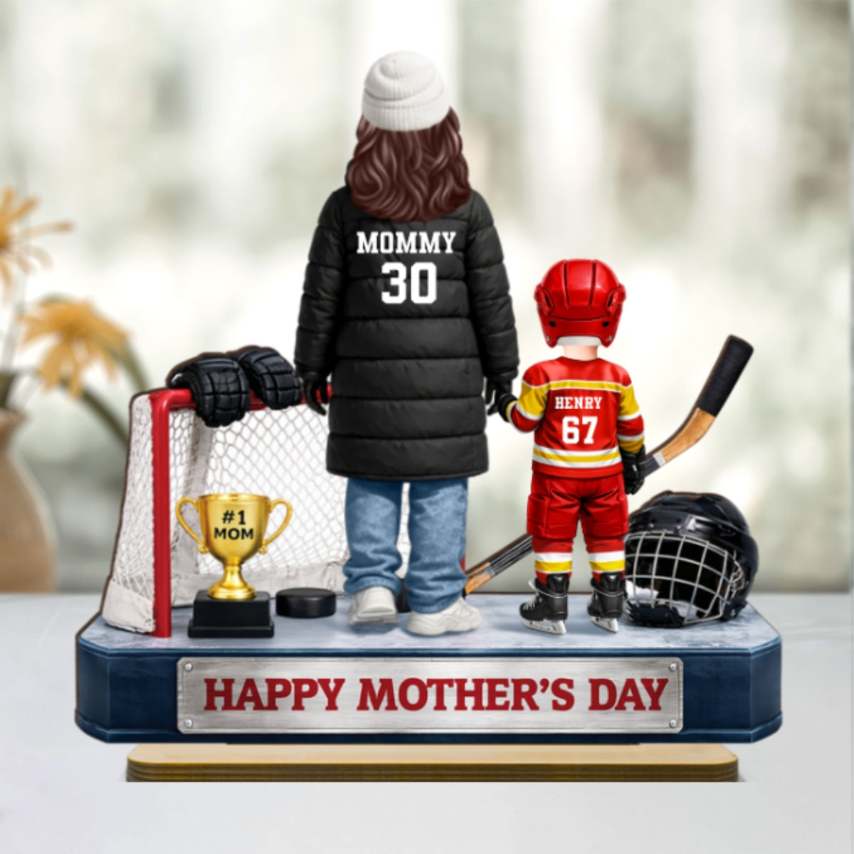 I'm A Hockey Mom And Kids - Personalized 2-Layered Wooden Plaque - Mother's Day Gift for Hockey Mom