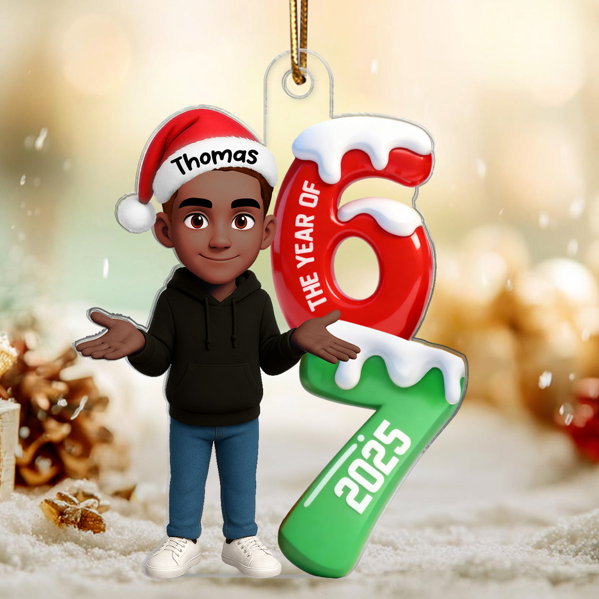 3D Effect 67 Six Seven 2025 Slang Christmas - Personalized Acrylic Ornament - Funny Christmas Gift For Teen, Grandkid, Gen Alpha