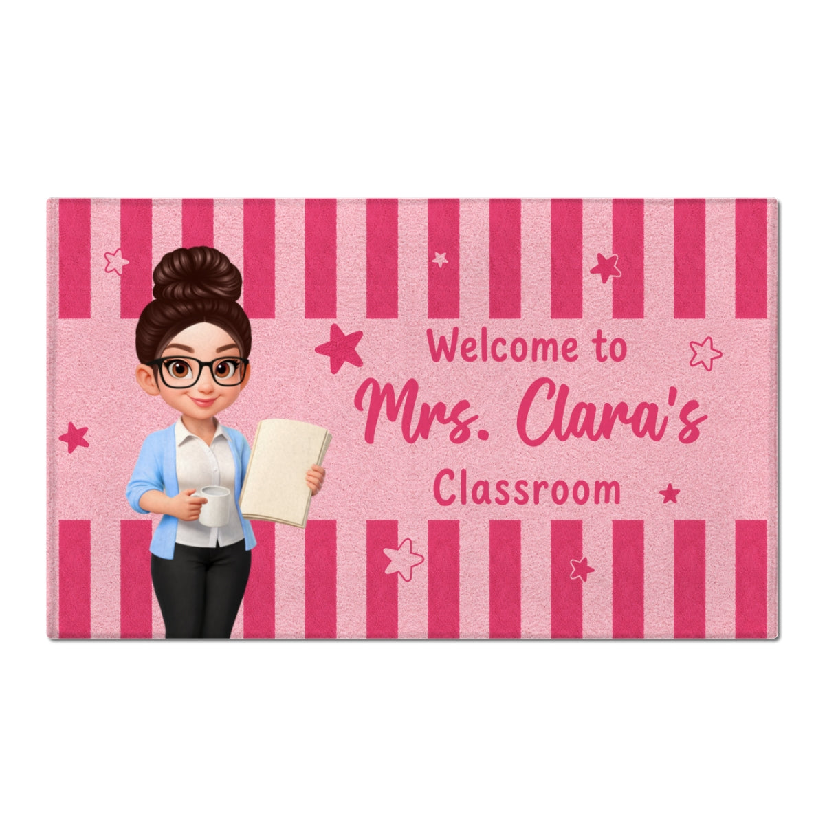 Welcome To Teacher Classroom Striped Color - Personalized Doormat - Back To School Gift For Teacher