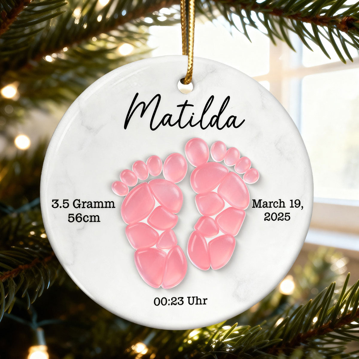Sea Glass Effect Baby Footprint - Personalized Ceramic Ornament With Acrylic - Christmas Gift for New Parents, Newborn