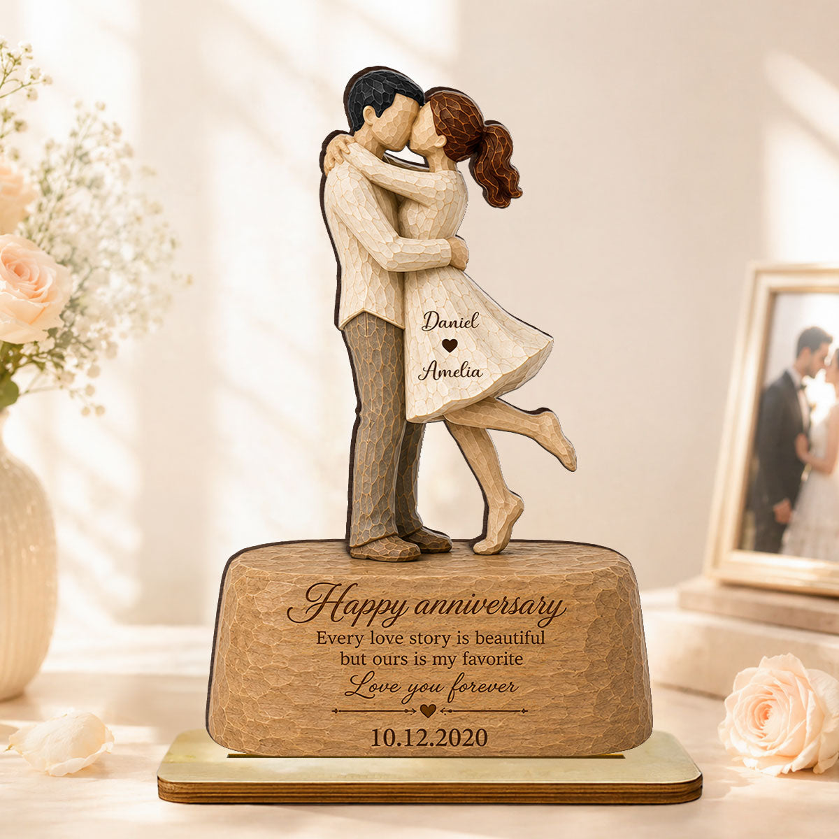 Our Love is Our Favorite - Personalized 2-Layered Wooden Plaque - Couple Heartfelt Anniversary Gift for Her, for Him