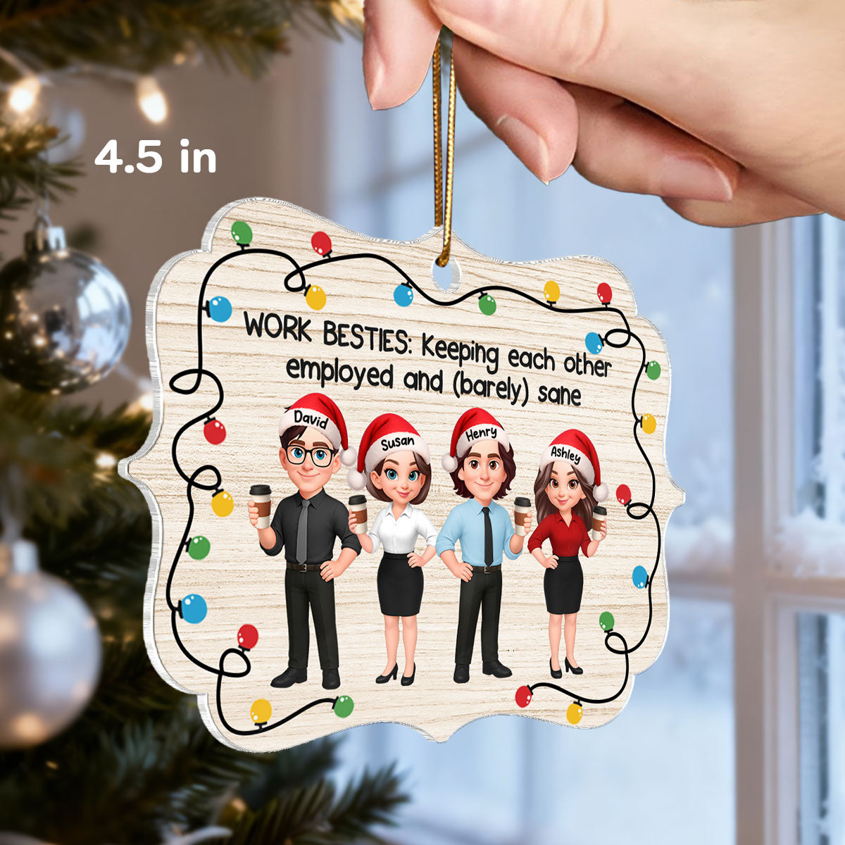 Work Besties Keeping Each Other Employed - Personalized Acrylic Ornament - Funny Gift For Work Besties, Colleagues