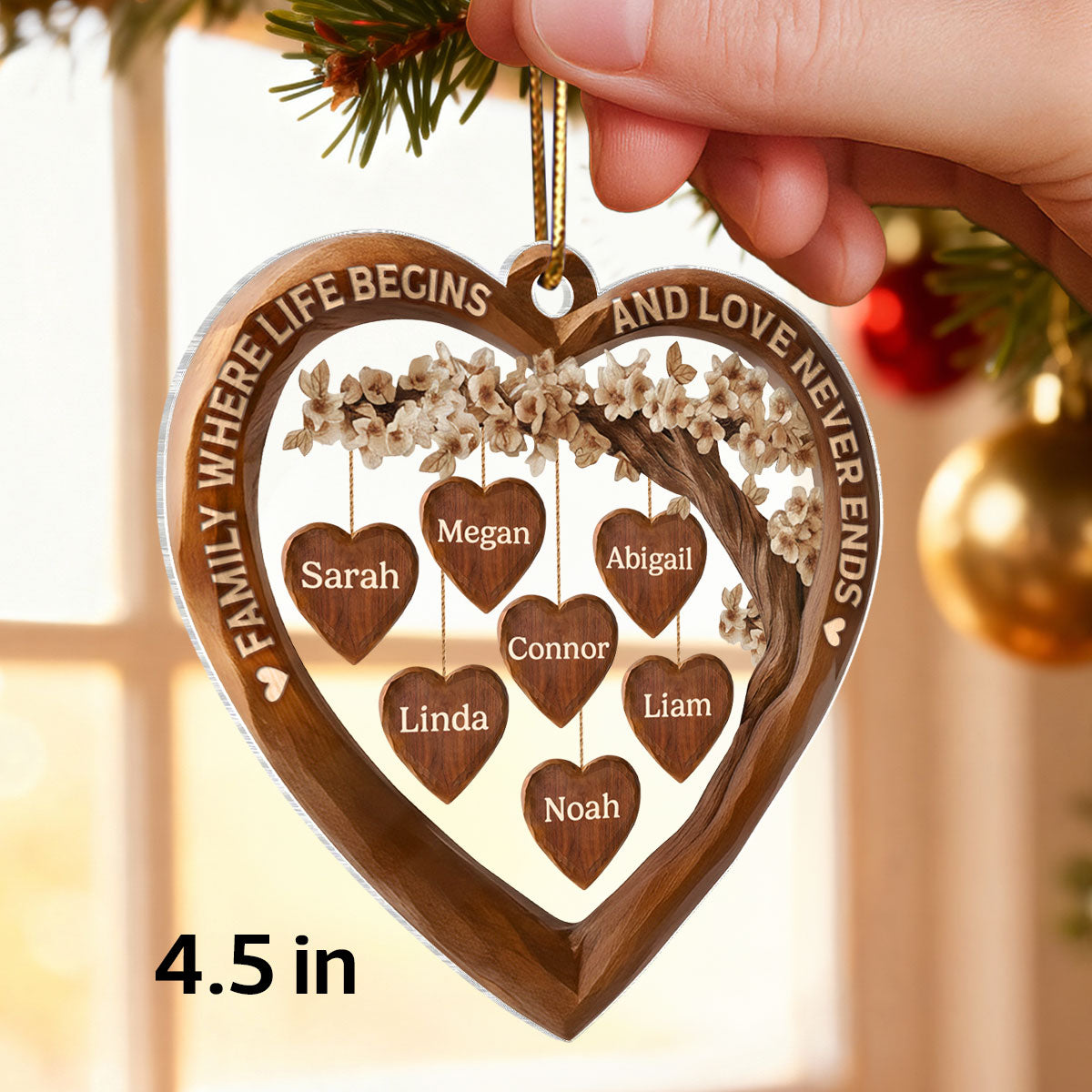 Family Where Life Begins and Love Never Ends - Personalized Acrylic Ornament - Thoughtful Christmas Gift for Loved Ones