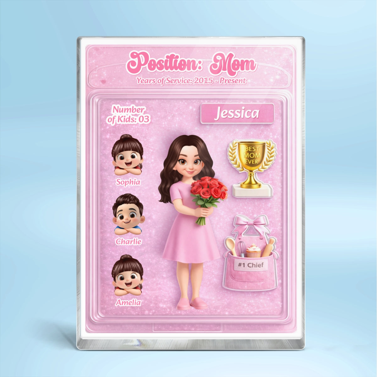 Mom's Litte World - Personalized Acrylic Block Plaque - Heartfelt Gift For Mom, Grandma