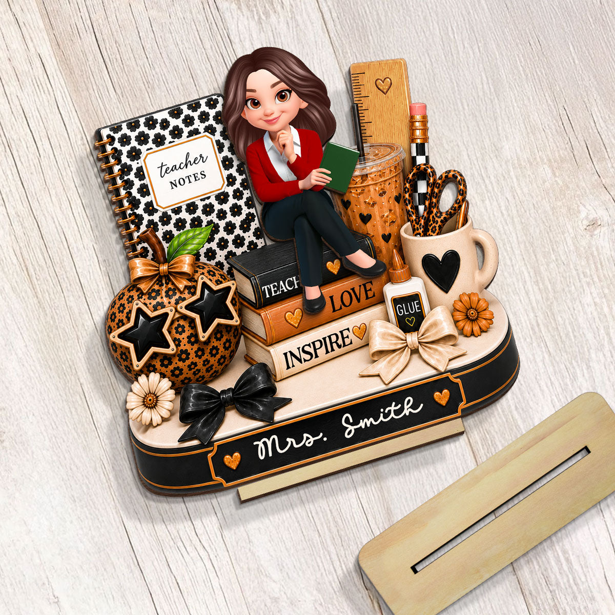 Leopard Style Teacher Life - Personalized 2-Layered Wooden Plaque - Back To School Gift For Teacher, Classroom Decor