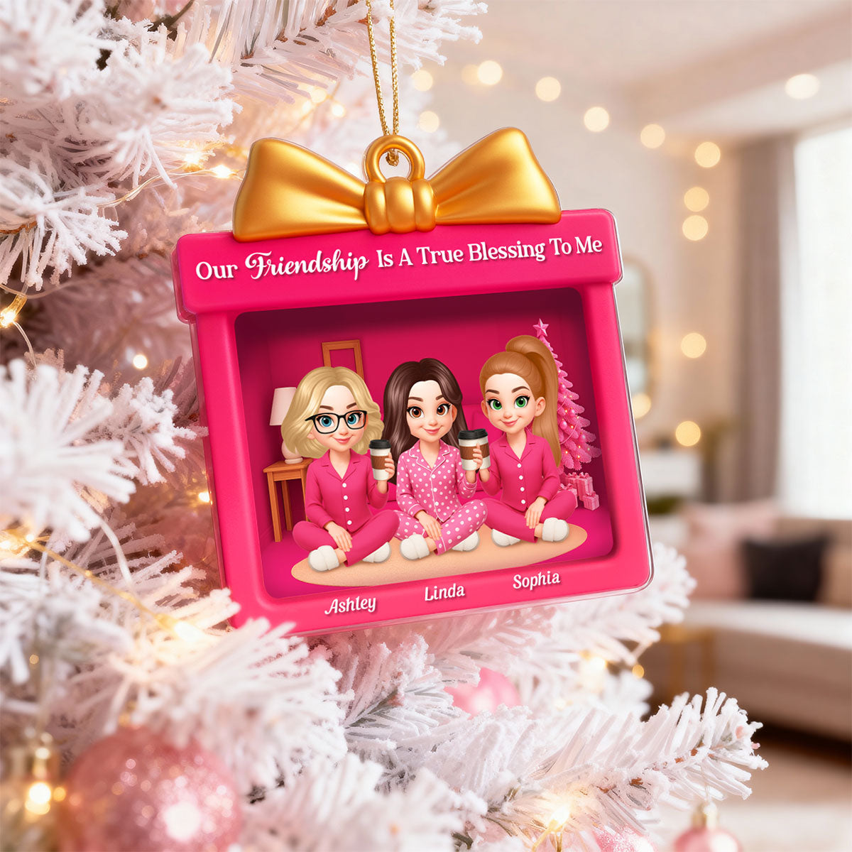 There Is No Greater Gift Than Friendship - Personalized Acrylic Ornament - Perfect Christmas Gift for Best Friends