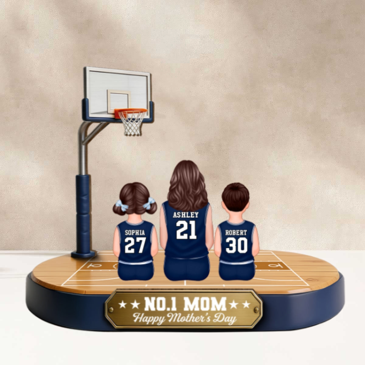 Mommy's Basketball Dream Team - Personalized 2-Layered Wooden Plaque -  Gift For Basketball Mom