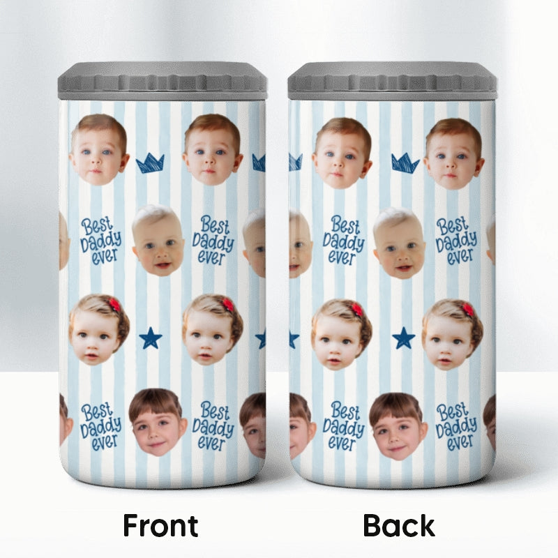 Custom Photo Stripe Theme - Personalized 4-In-1 Can Cooler - Father's Day Gift For Dad, Grandpa