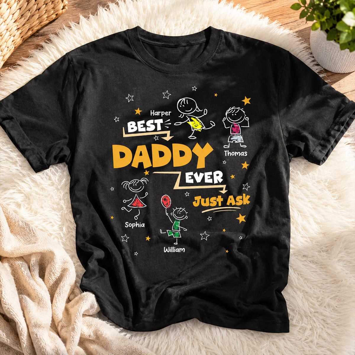 Best Dad Grandpa Ever Ask Cute Stick Kids - Personalized Shirt