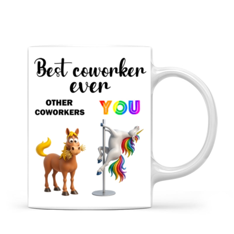 Funny Unicorn Coworker - Personalized Mug - Christmas Gift for Coworker, White Elephant