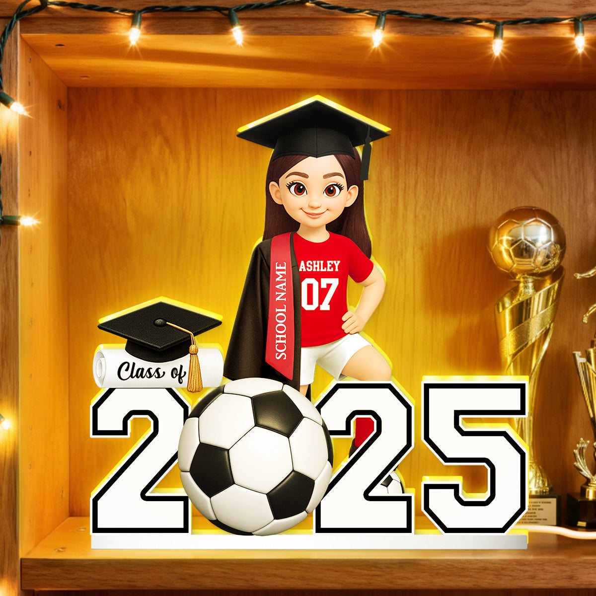 Soccer Boy Girl Senior Graduation - Personalized Light Box - Christmas Gift For Son Daughter Grandson Granddaughter
