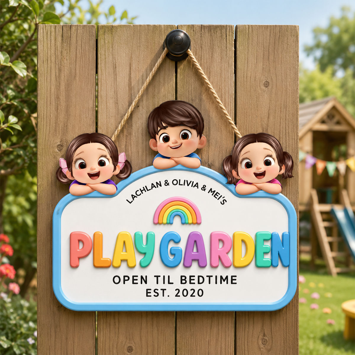 Custom Children's Outdoor Playhouse Sign - Personalized Wood Sign - Outdoor Play Summer Decor