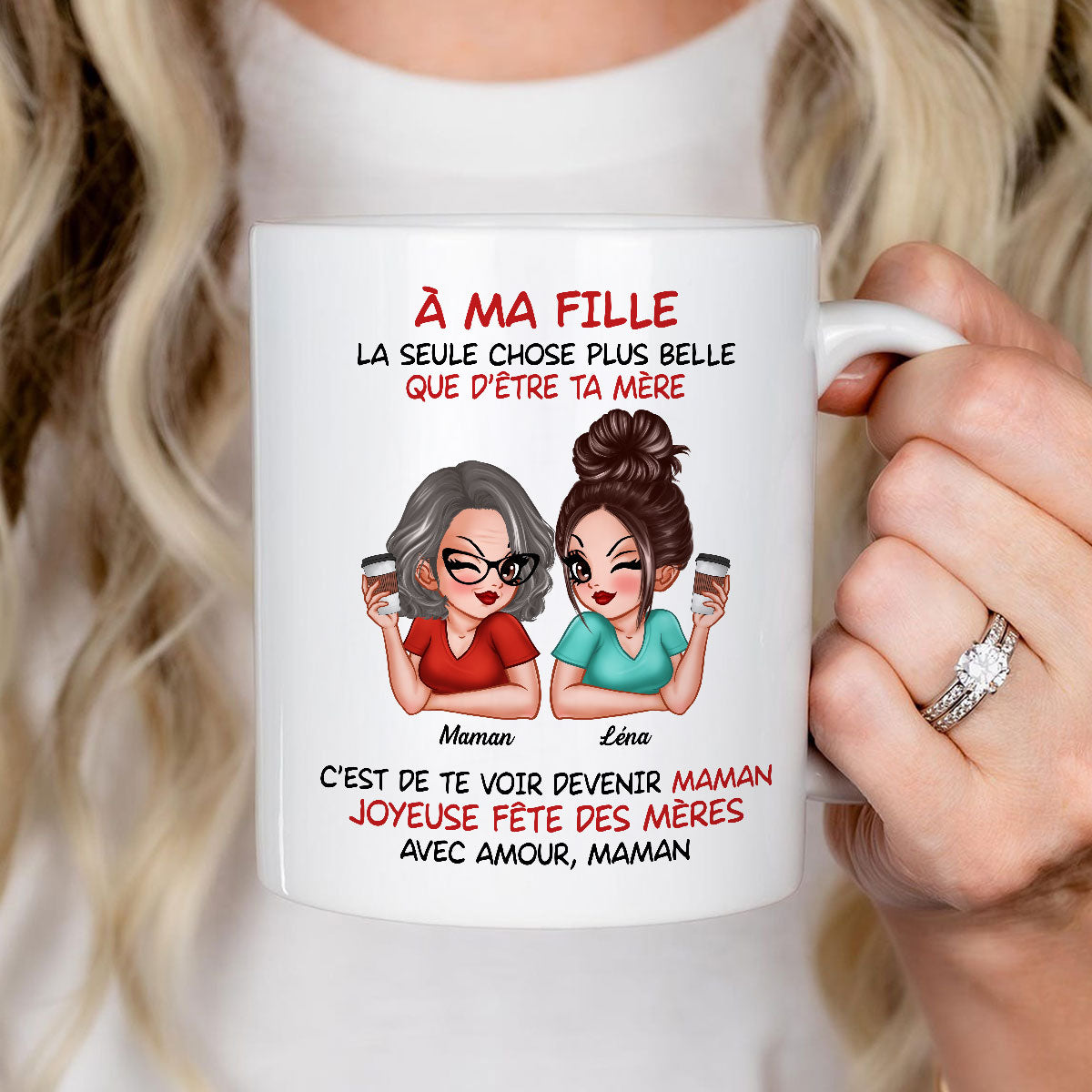 À ma fille – Te voir être maman – Mug personnalisé – Cadeau de Fête des Mères pour ma fille