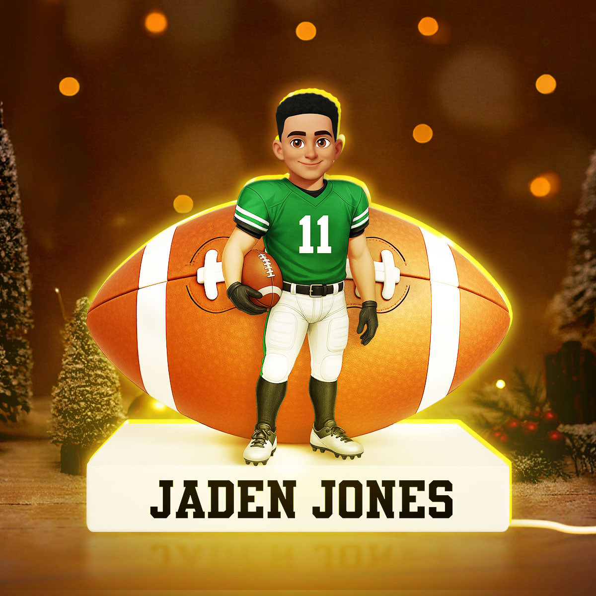 Football Boy 3D Effect - Personalized Light Box - Christmas Gift for Teen Boy Girl Daughter Son