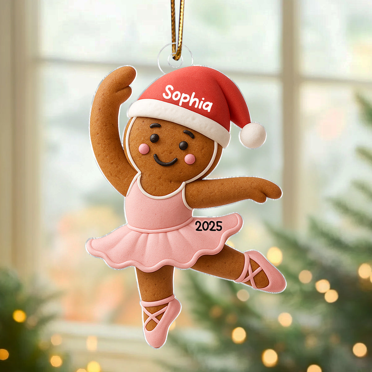 Gingerbread Balletina Dance - Personalized Acrylic Ornament - Unique Christmas Gift For Little Girl, Daughter