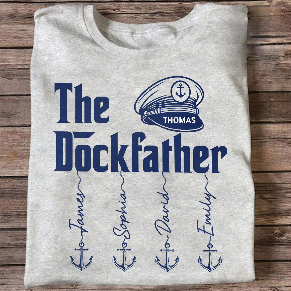 The Dockfather Boat Captain Custom Kids Names - Personalized Shirt - Lake Life Father's Day Gift For Husband, Dad