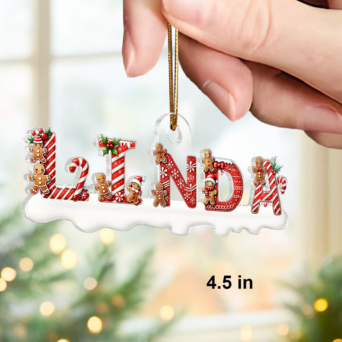 Candy Cane Alphabet - Personalized Acrylic Ornament - Christmas Tree Decor