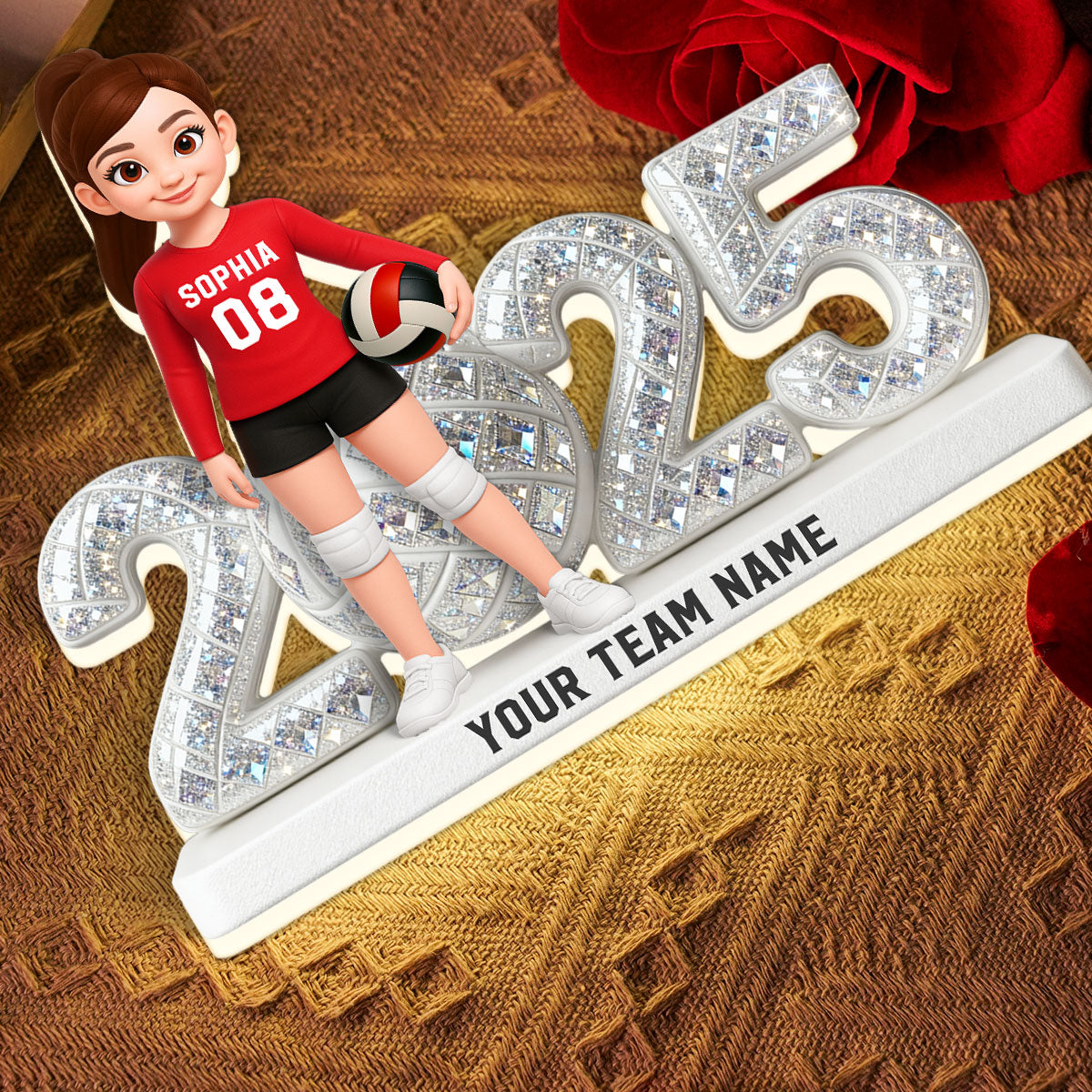 3D Shining Effect Christmas Volleyball Player Keepsake - Personalized Light Box - Gift For Volleyball Players