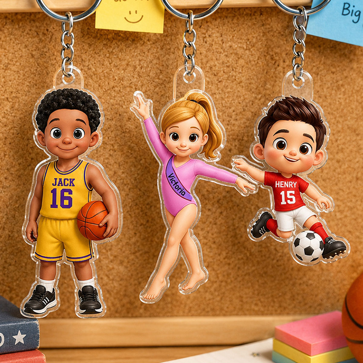 Trending Sport Soccer Football Baseball Player - Personalized Acrylic Keychain - Daily Use Back to School Birthday Gift for Boys Girls