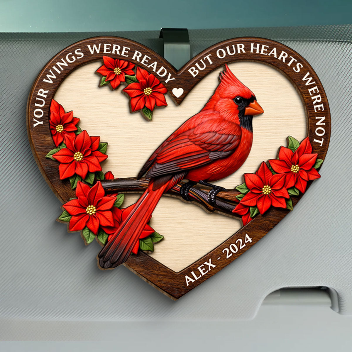 I Am Always With You Memorial Cardinal - Personalized Car Visor Clip - Heartfelt Remembrance Keepsake for Loved Ones