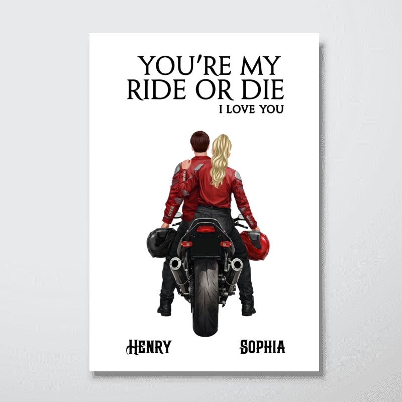 Couple Who Rides Together Stay Together Biker Couple - Personalized Poster - Anniversary Gift for him, for her