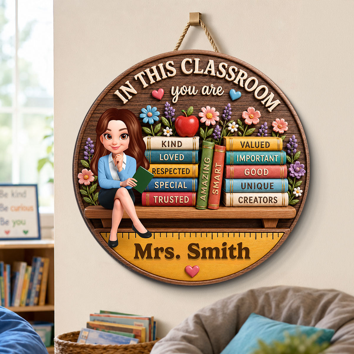 Custom Teacher in This Classroom - Personalized Wooden Door Sign - Teacher Wall Decor Sign, Back to School Gift for Teachers