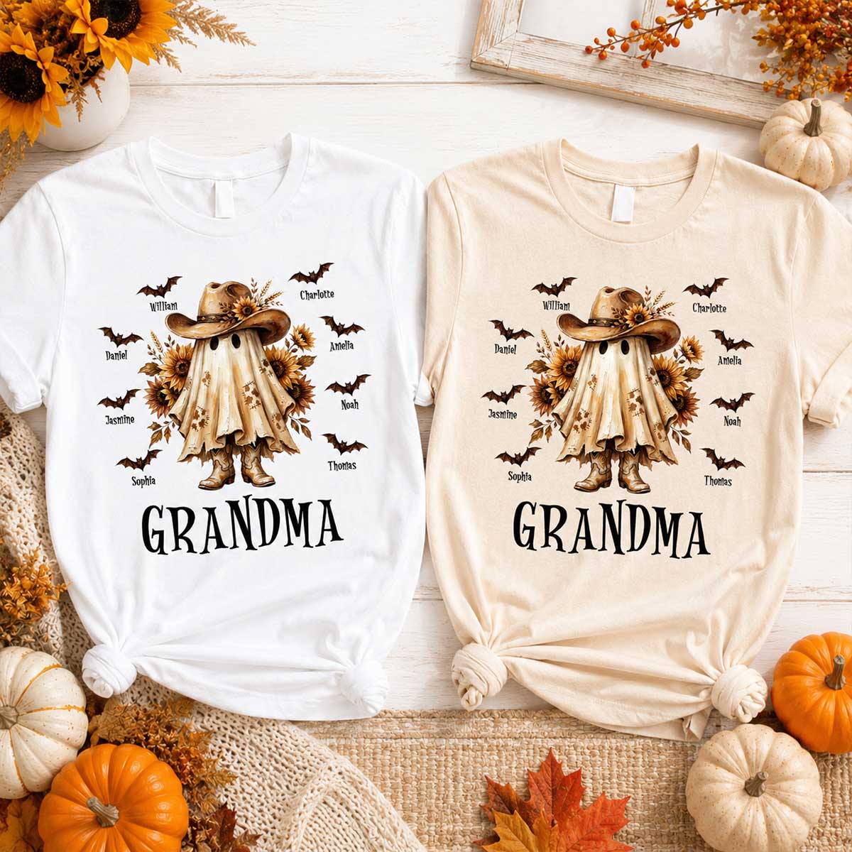 Western Cowgirl Boo Grandma Fall Season Halloween - Personalized Shirt - Halloween Gift For Grandma