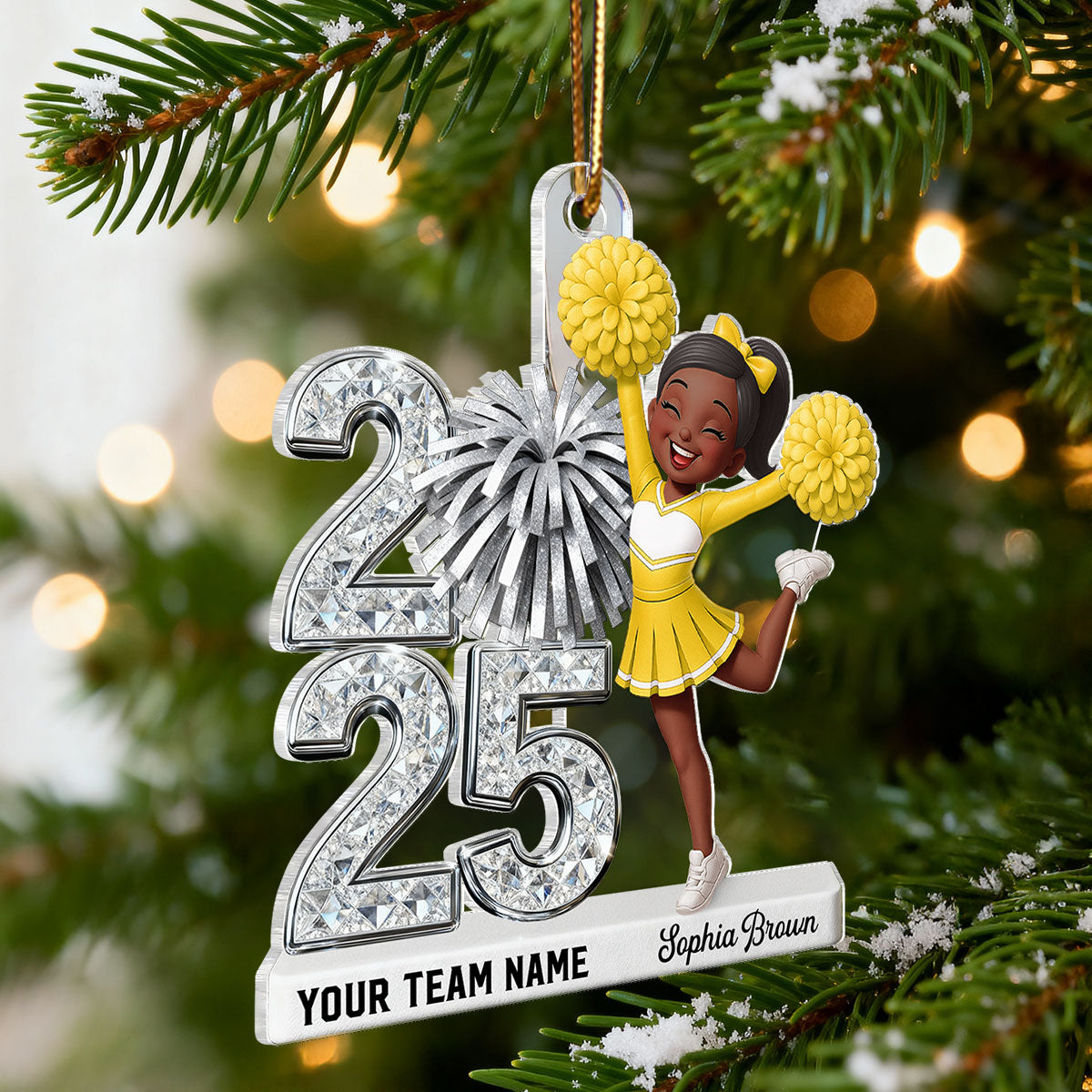 3D Shiny Effect Cheerleader With Year - Personalized Acrylic Ornament - Christmas Gift For Daughter, Granddaughter