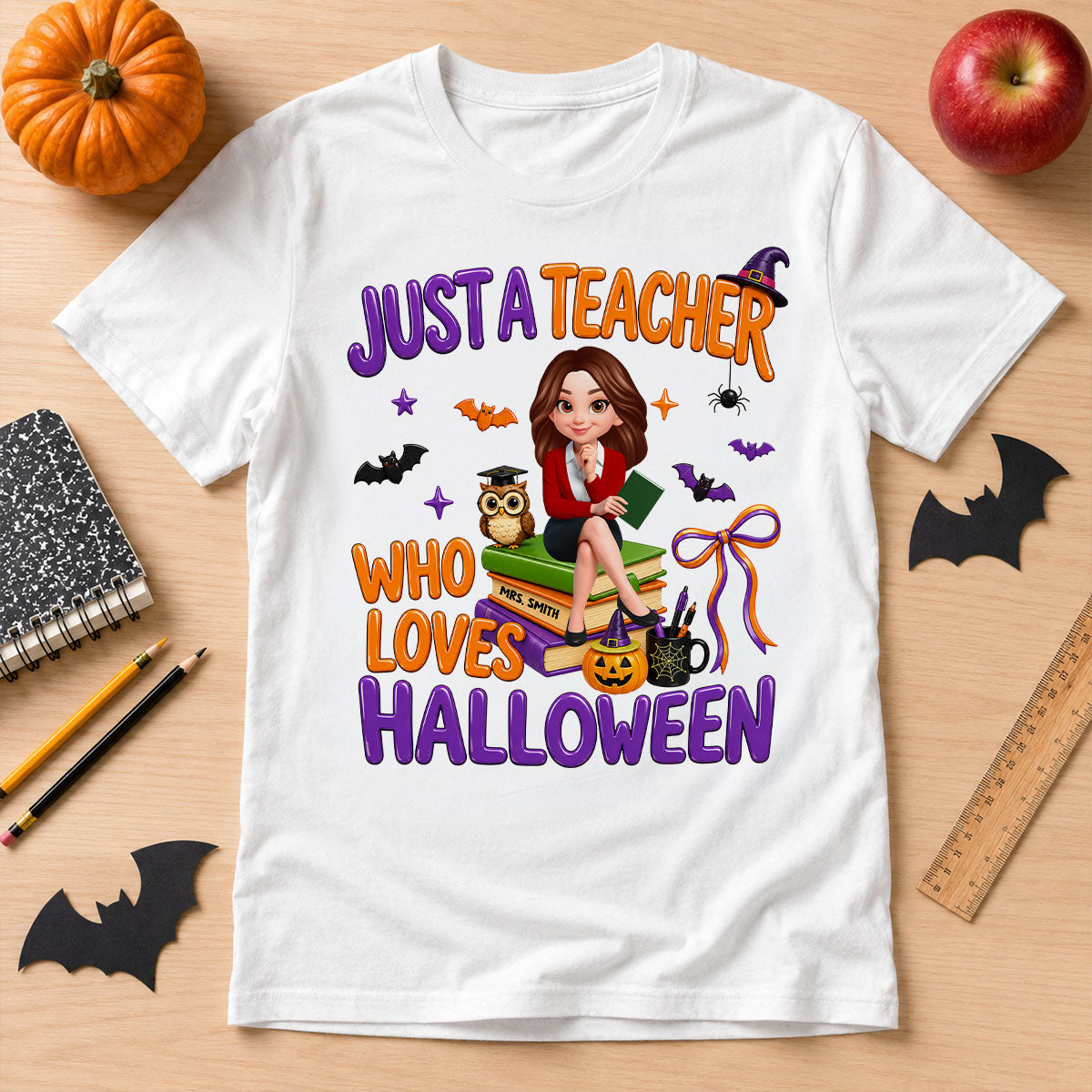 Just A Teacher Who Loves Halloween - Personalized Shirt - Gift For Teacher, Happy Halloween