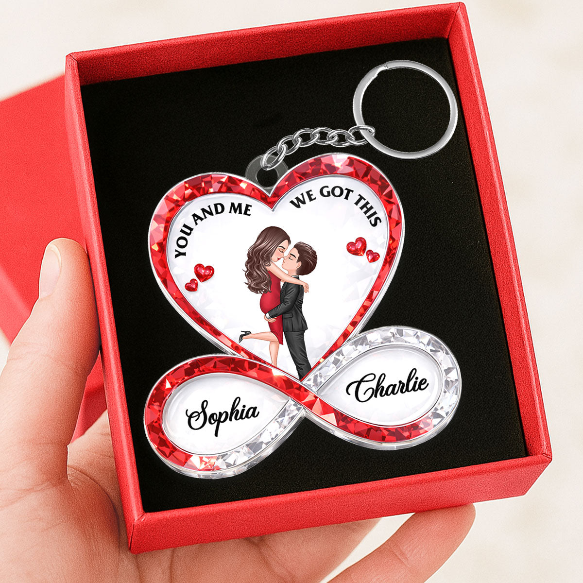 Couple Infinity Love 3D Crystal Effect - Personalized Acrylic Keychain - Sentimental Valentine's Day Gift for Her, for Him