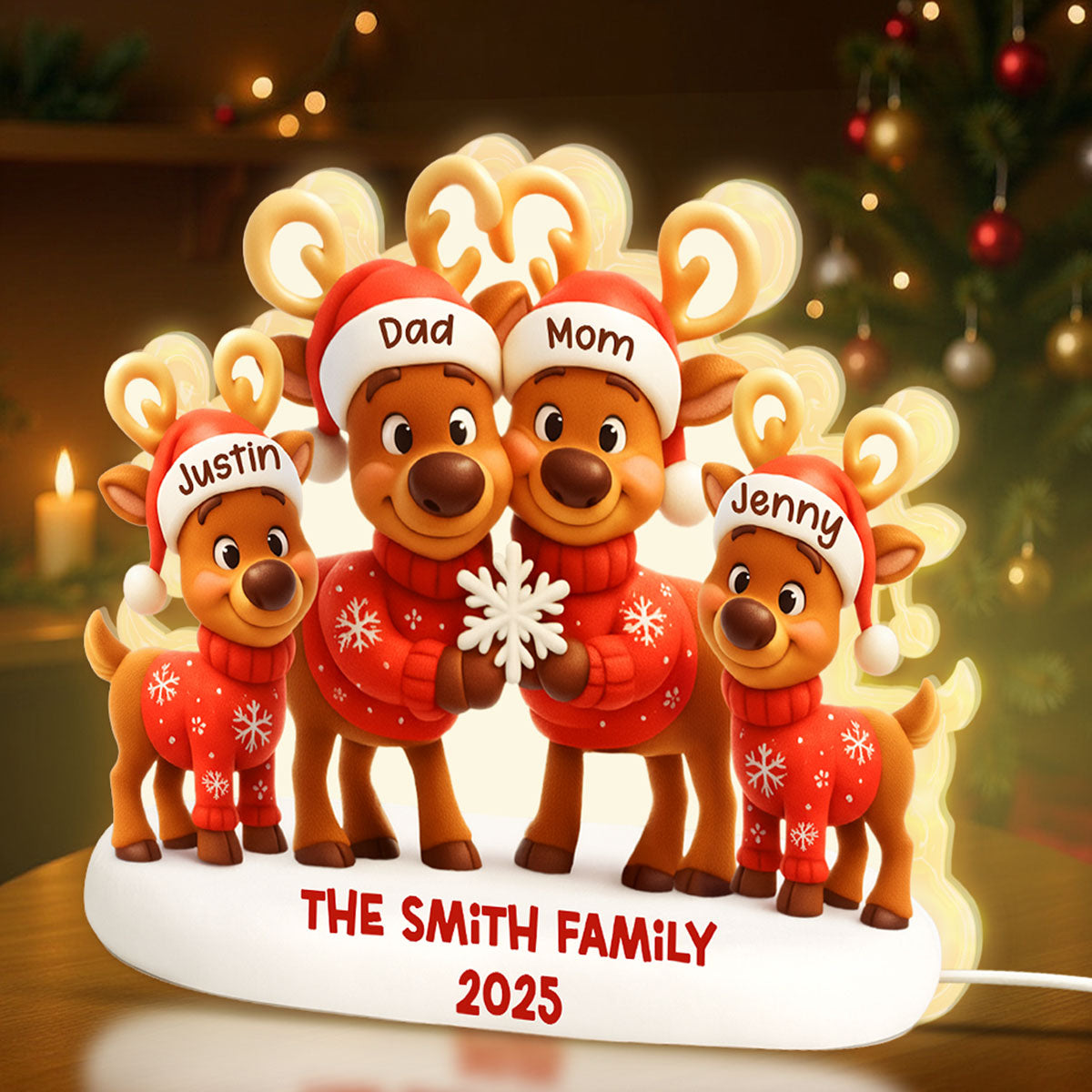 Family Reindeer - Personalized Light Box - Heartwarming Festive Christmas Decor