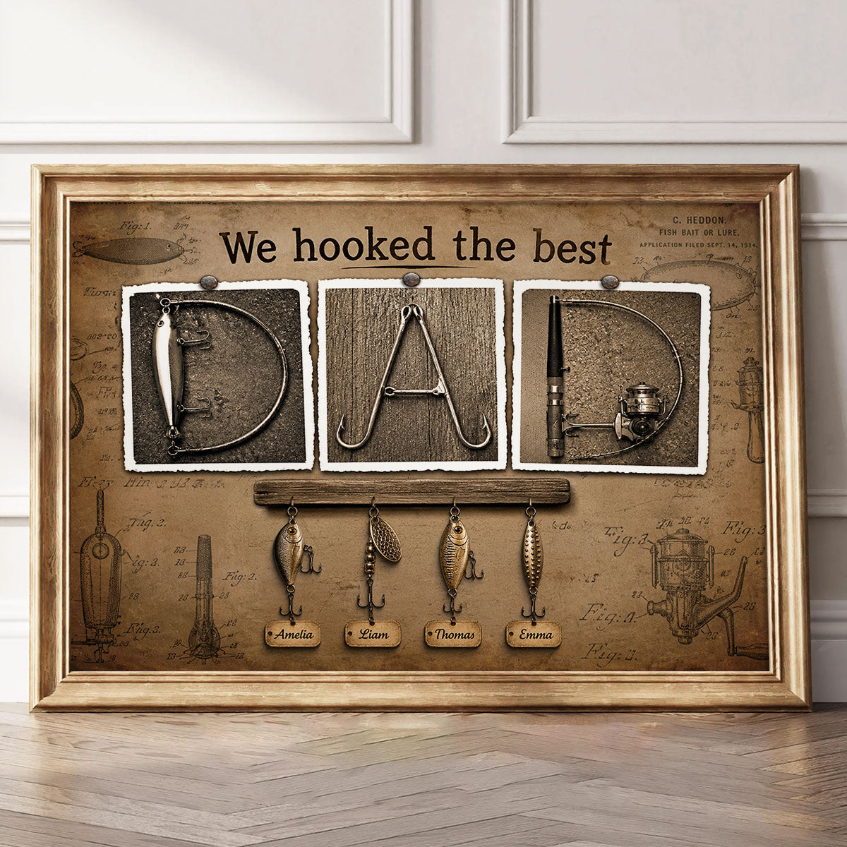 We Hooked the Best Fishing Dad - Personalized Poster - Father's Day Gift for Dad, Husband