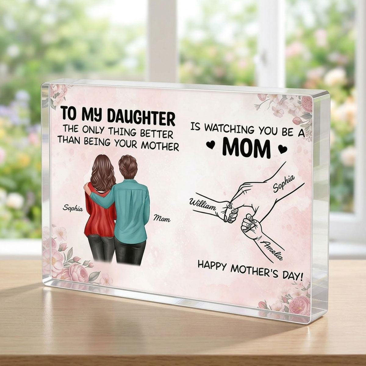 From Mom To Daughter Watching You Be A Mom - Personalized Acrylic Block Plaque - Mother's Day Gift For Daughter