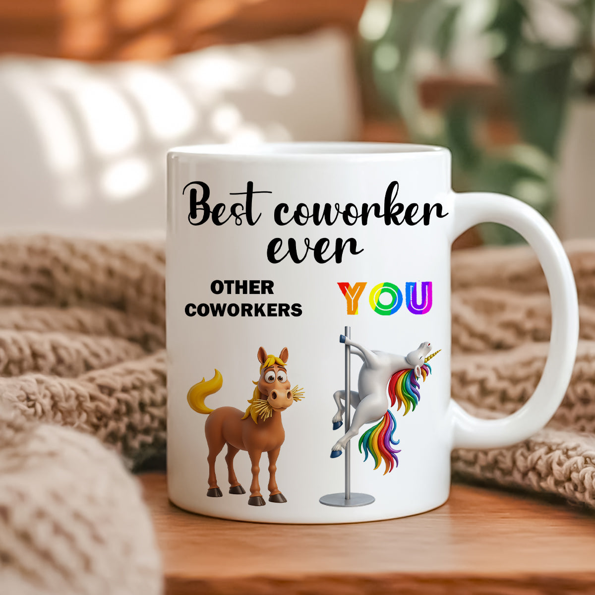 Funny Unicorn Coworker - Personalized Mug - Christmas Gift for Coworker, White Elephant