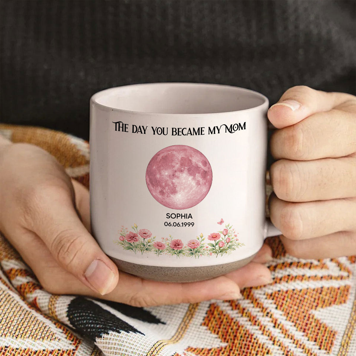 The Day You Became Our Mom Custom Moon Phase by Date - Personalized Pottery Mug - Mother's Day Gift for Mom, Wife