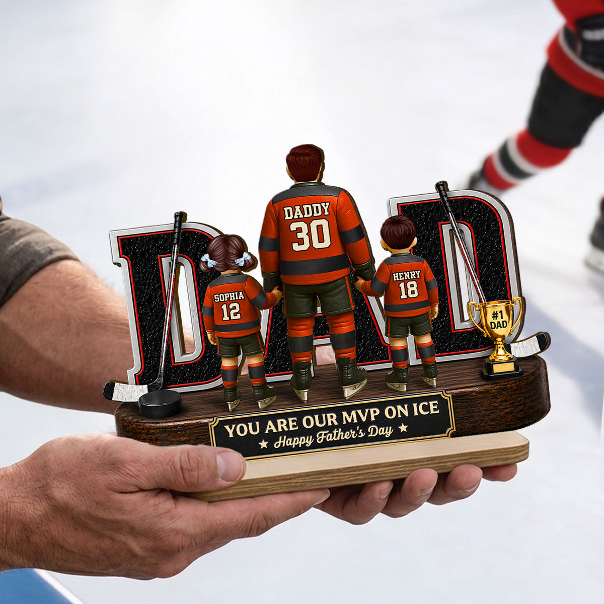 Hockey Dad Legend You Are Our MVP On Ice - Personalized 2-Layered Wooden Plaque -  Gift For Dad, Husband