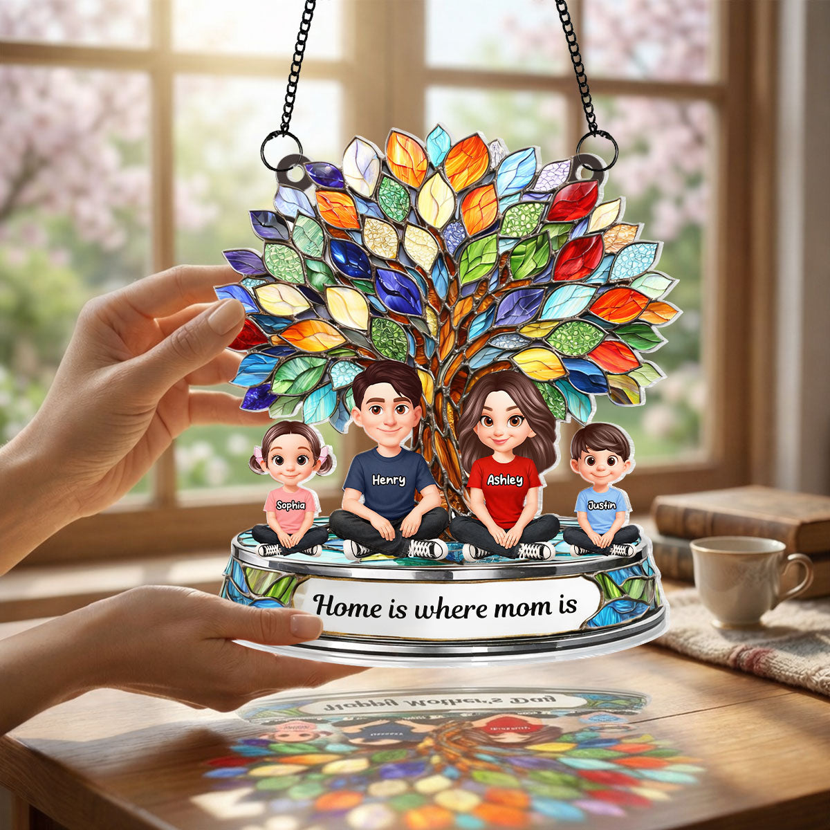 Family Tree - Personalized Acrylic Window Hanging Suncatcher - Heartfelt Mother's Day Gift for Mom, Wife