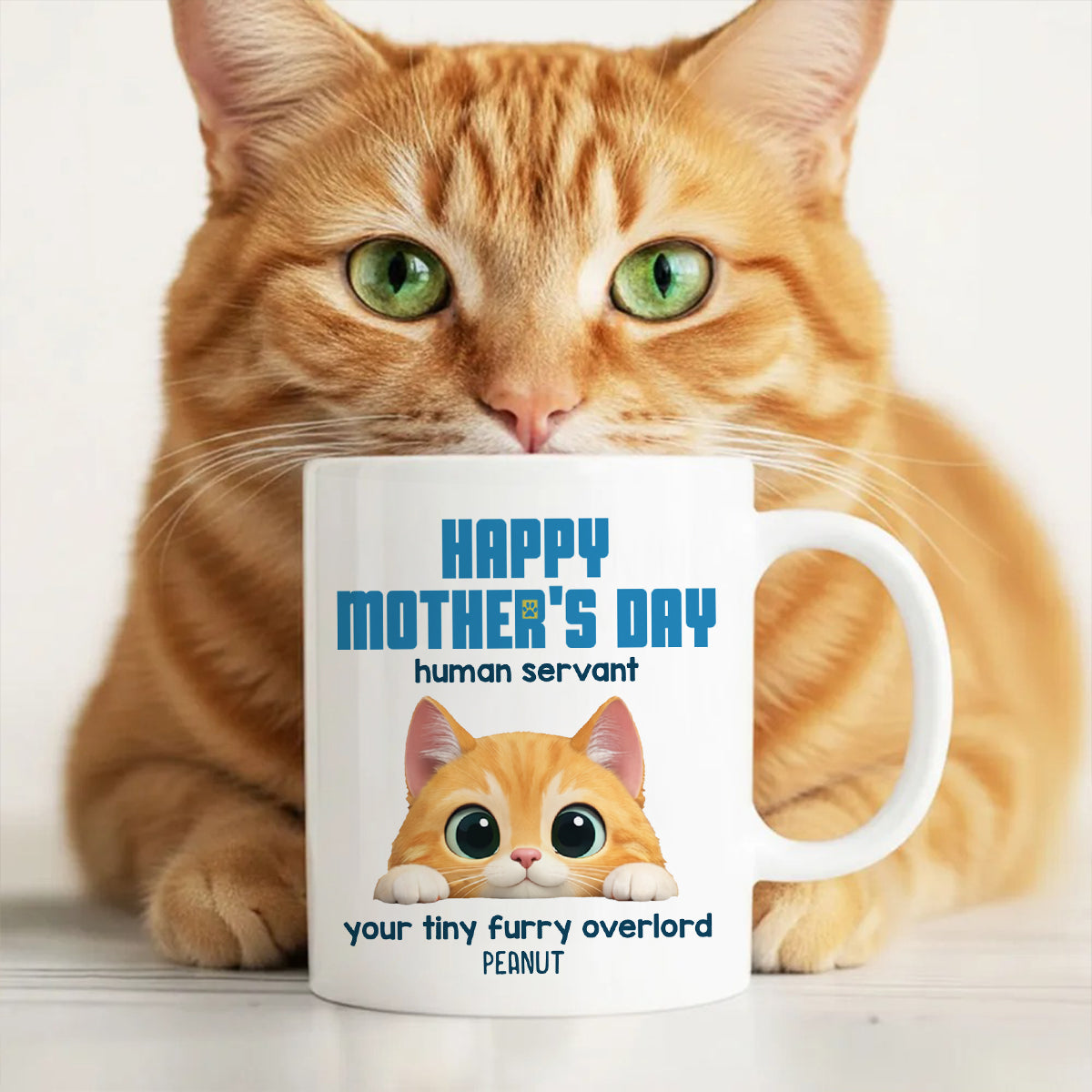 Happy Mother's Day Human Servant - Personalized Mug - Funny Gift for Cat Moms, Coffee Mug for Cat Lovers