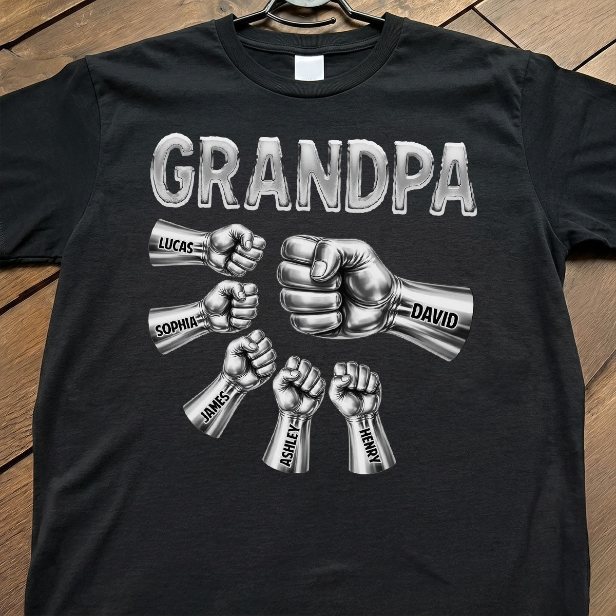 Grandpa Dad Strong Fist Bump - Personalized Shirt - Father's Day Gift For Grandpa