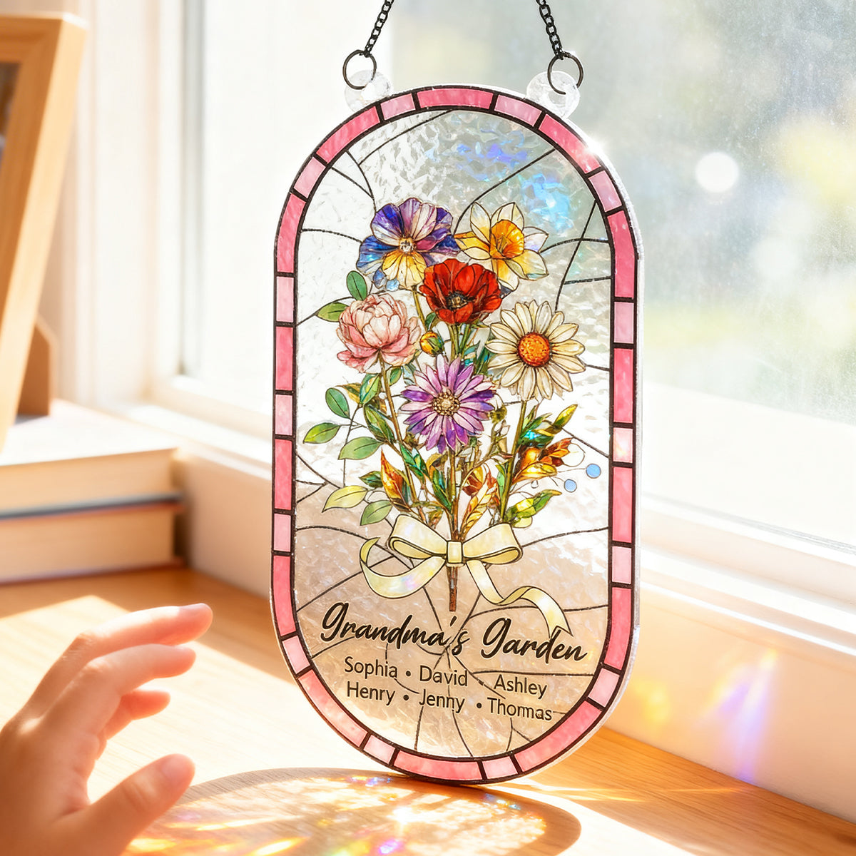 Custom Family Birth Flowers Grandma's Garden - Personalized Suncatcher - Heartfelt Mother's Day Gift for Grandma, Mom, Wife